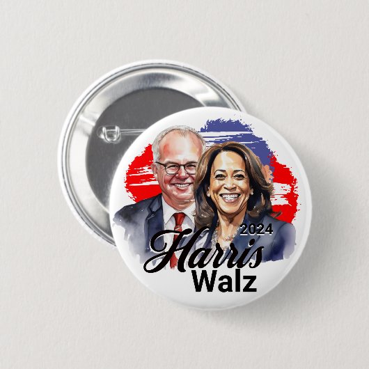 Harris Walz Präsidentschaftswahl 2024 Button (Vorne & Hinten)