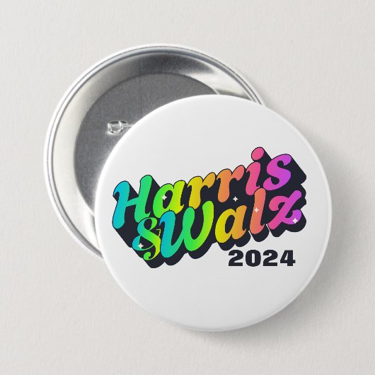 Harris & Walz Rainbow Button (Vorne & Hinten)