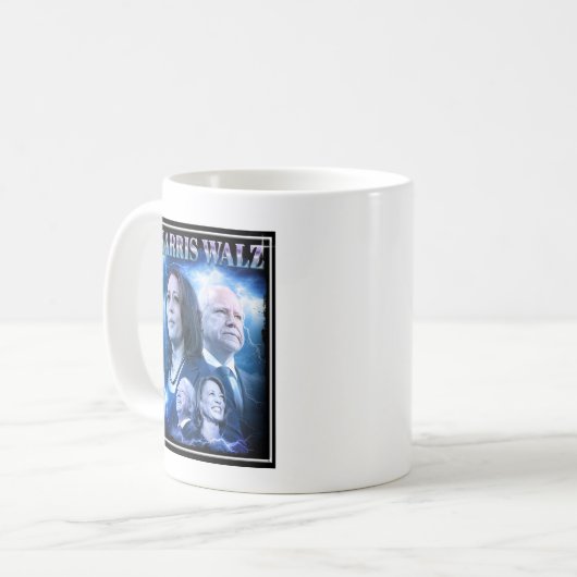 Harris Walz Retro 90er Stil Kaffeetasse (Vorderseite Links)