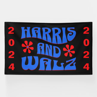 Harris & Walz Retro Blume Banner