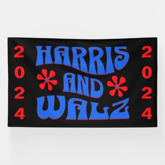 Harris & Walz Retro Blume Banner (Horizontal)