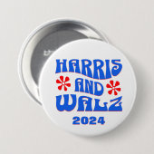 Harris & Walz Retro Blume Button (Vorne & Hinten)
