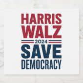 Harris Walz Rette Demokratie Bierflaschenetikett (Einzelnes Label)