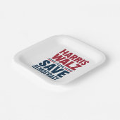 Harris Walz Rette Demokratie Pappteller (Gewinkelt)