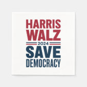 Harris Walz Rette Demokratie Serviette (Vorderseite)