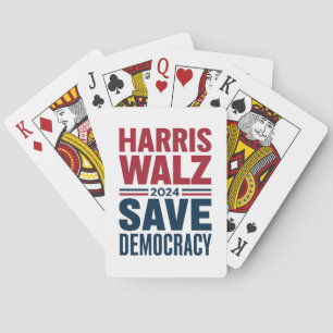 Harris Walz Rette Demokratie Spielkarten