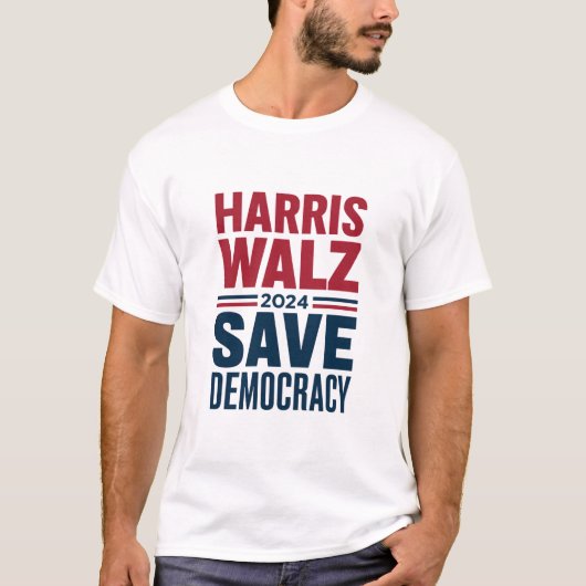 Harris Walz Rette Demokratie T-Shirt (Vorderseite)