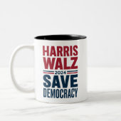 Harris Walz Rette Demokratie Zweifarbige Tasse (Links)