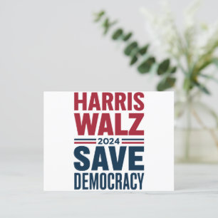 Harris Walz Rettet Demokratie Postkarte