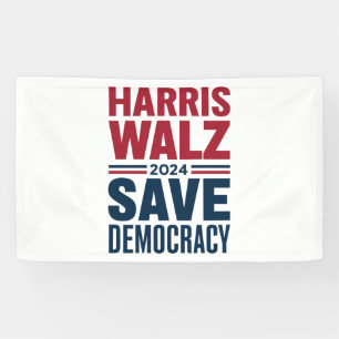 Harris Walz Rettet die Demokratie Banner