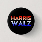 Harris Walz Rot-Blau-Gradiententypografie Button (Vorderseite)