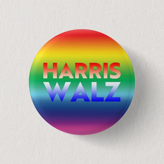 Harris Walz Rot-Blau-Regenbogen-Steigung Button (Vorderseite)