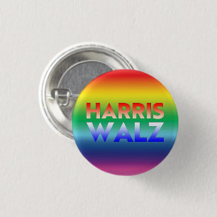 Harris Walz Rot-Blau-Regenbogen-Steigung Button