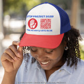 Harris/Walz 'Stopp Project 2025!' Vote Blue QR Cod Truckerkappe