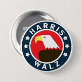 Harris Walz Stylized Eagle President 2024 Button (Vorne & Hinten)