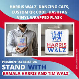 Harris Walz, Tanzkatzen, Custom QR Code, Hashtag Flachmann