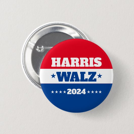 Harris Walz | Tim Walz 2024 Kampagne Blue Red Button (Vorne & Hinten)