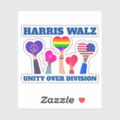 Harris Walz Unity über Division LGBTQ Dark Blue Aufkleber (Blatt)