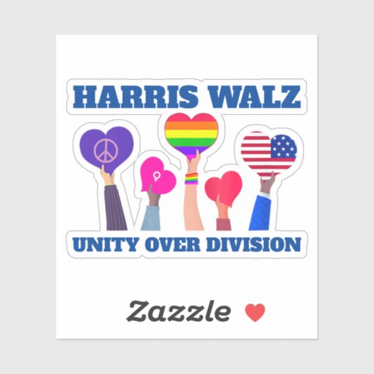 Harris Walz Unity über Division LGBTQ Dark Blue Aufkleber (Blatt)
