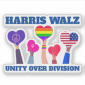 Harris Walz Unity über Division LGBTQ Dark Blue Aufkleber (Vorderseite)