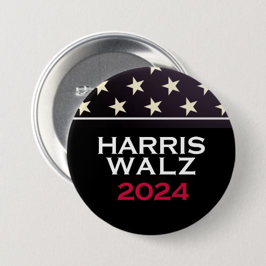 HARRIS WALZ US Flagge 2024 KAMPAGNE Button (Vorne & Hinten)
