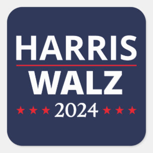 Harris Walz Wahl 2024 III Quadratischer Aufkleber