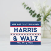 Harris & Walz Wahl 2024 Postkarte (Stehend Vorderseite)