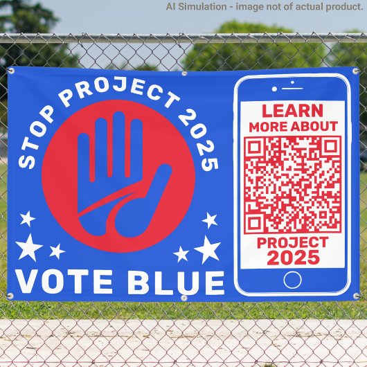 Harris Walz wählt Blue 'Stopp Project 2025'! QR-Co Banner