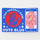 Harris Walz wählt Blue 'Stopp Project 2025'! QR-Co Banner (Horizontal)
