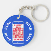 Harris Walz wählt Blue 'Stopp Project 2025'! QR-Co Schlüsselanhänger (Rückseite)