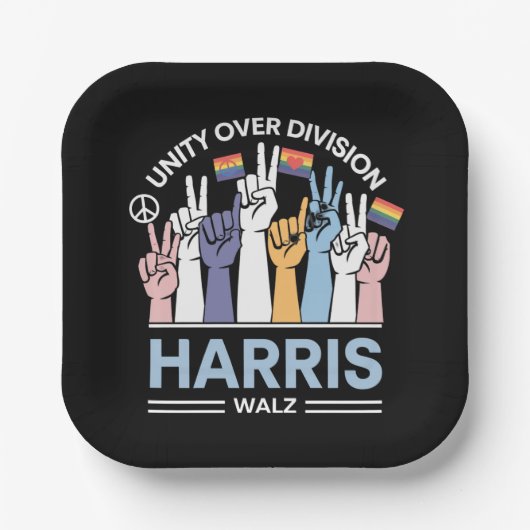 Harris Walz Waltz 2024 Einheitsabteilung Pappteller (Vorderseite)