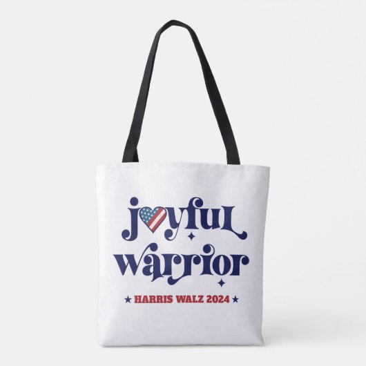 Harris Walz White Joyful Warrior USA Flag Herz Tasche (Rückseite)