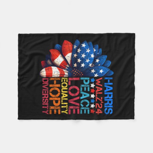 Harris Wheimer 2024 Peace Liebe Equality Hope Dive Fleecedecke (Vorderseite (Horizontal))
