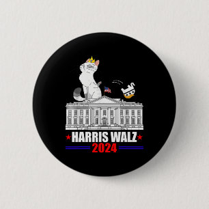 Harris Wheimer 2024 Präsident Wahlung Lustige Katz Button