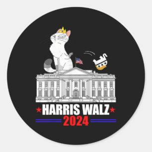 Harris Wheimer 2024 Präsidentschaftswahl Funny Cat Runder Aufkleber