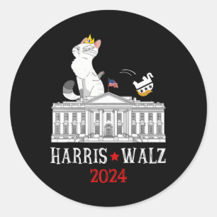 Harris Wheimer 2024 Präsidentschaftswahl Funny Cat Runder Aufkleber