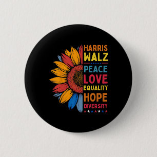 Harris Wheimer Peace Liebe Equality Hope Diversity Button