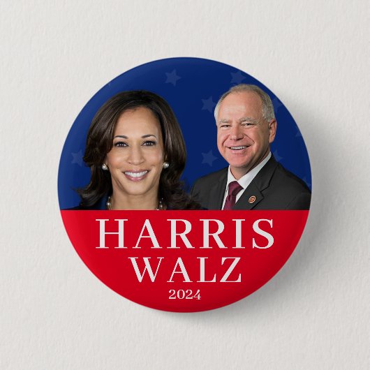Harris Wlaz 2024 Kamala Harris Tim Walz Button (Vorderseite)