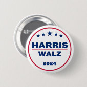 Harris Wlaz 2024 Kamala Harris Tim Walz Wahl Button (Vorne & Hinten)