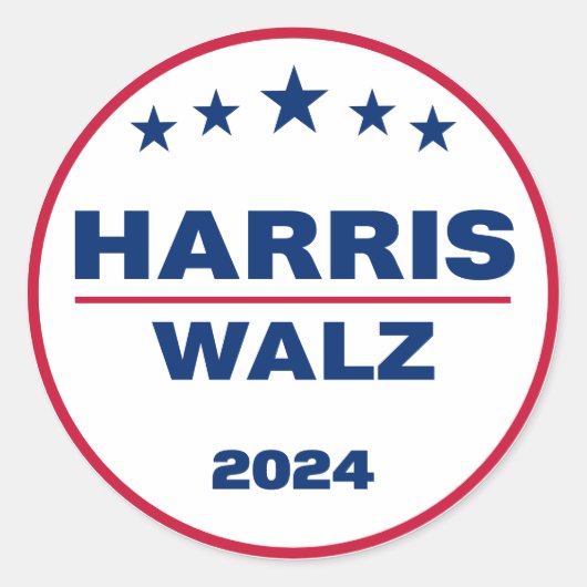 Harris Wlaz 2024 Kamala Harris Tim Walz Wahl Runder Aufkleber (Vorderseite)