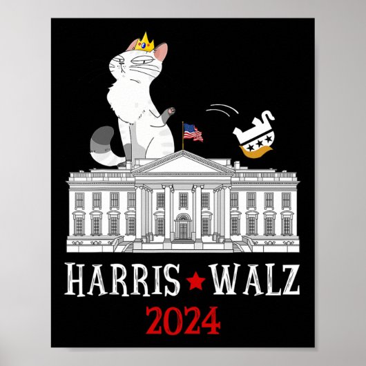 Harris Won 2024 Präsidentschaftswahl Funny Cat Lad Poster (Vorne)