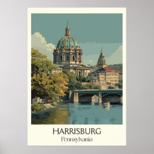 Harrisburg PA Vintage Hauptstadt Gebäude Art Poster