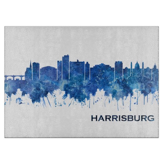 Harrisburg Pennsylvania Skyline Blue Schneidebrett (Vorderseite)