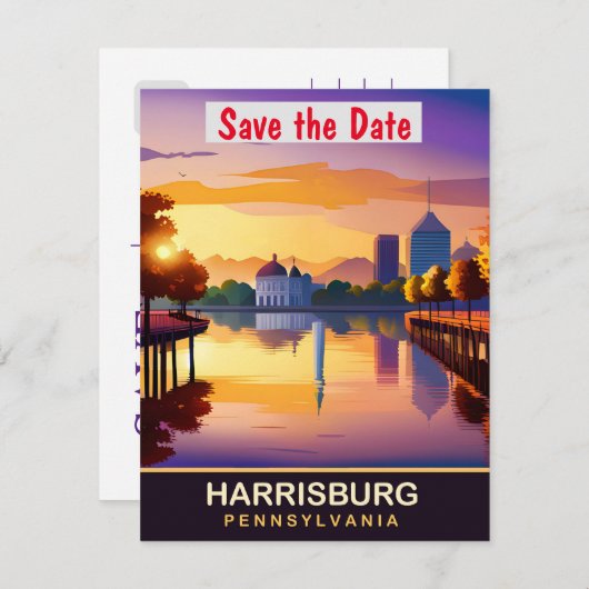 Harrisburg, Pennsylvania, Travel Postcard, Save The Date (Vorne/Hinten)