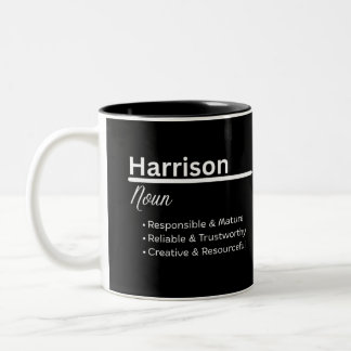 Harrison Boy Personalized Name Definition Zweifarbige Tasse