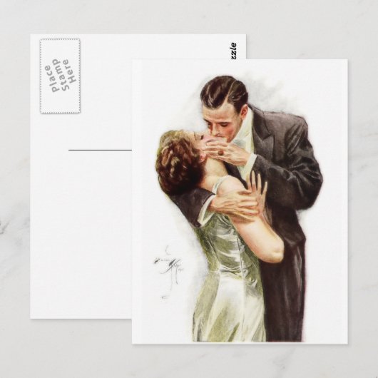 Harrison Fisher: Der Kuss Postkarte (Vorne/Hinten)