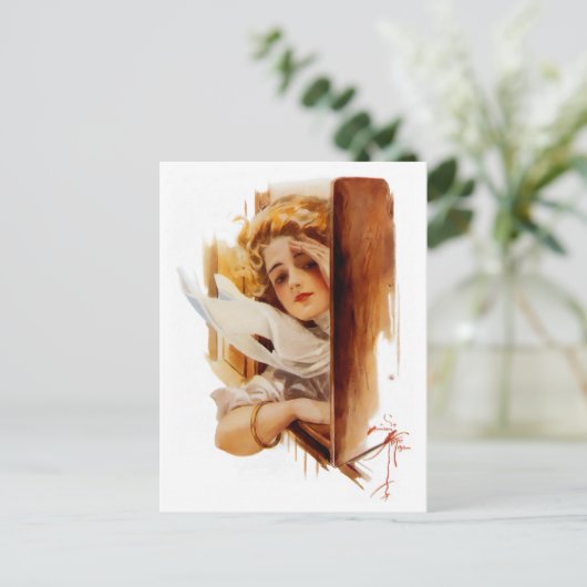 Harrison Fisher: Frau im Zug Postkarte (Stehend Vorderseite)