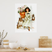 Harrison Fisher: Frau mit drei Hunden Poster (Küche)