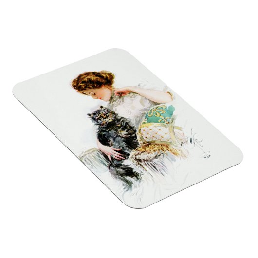 Harrison Fisher: Frau mit Katze Magnet (Rechte Seite)