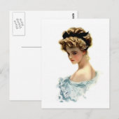 Harrison Fisher Girl in Blue Postkarte (Vorne/Hinten)